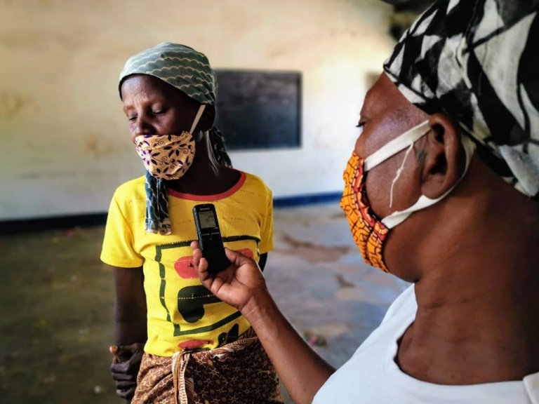 Gender Communication Network members record women’s narratives in Metuge Camp